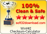 WinHKI Checksum-Calculator Anti-Virus 1.58 Clean & Safe award
